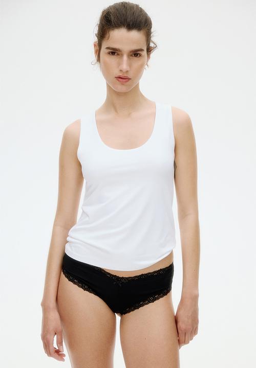 H&M - 3-Pack microfibre and lace hipster briefs - black