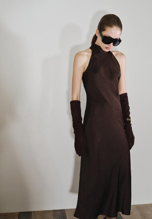 MANGO - Dress choco - dark brown