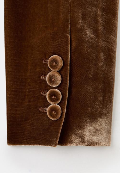 MANGO - Blazer velvet - dark brown