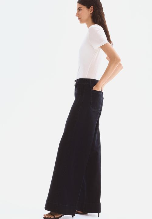 H&M - Wide high jeans - navy denim blue