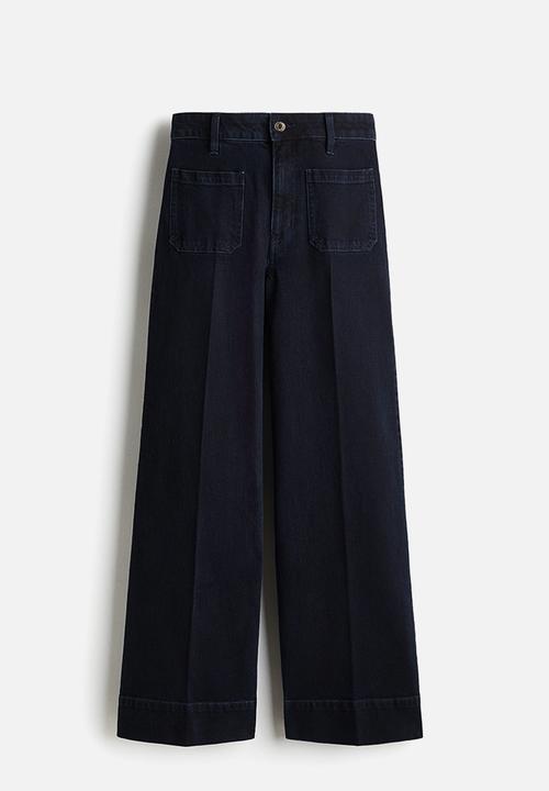 H&M - Wide high jeans - navy denim blue