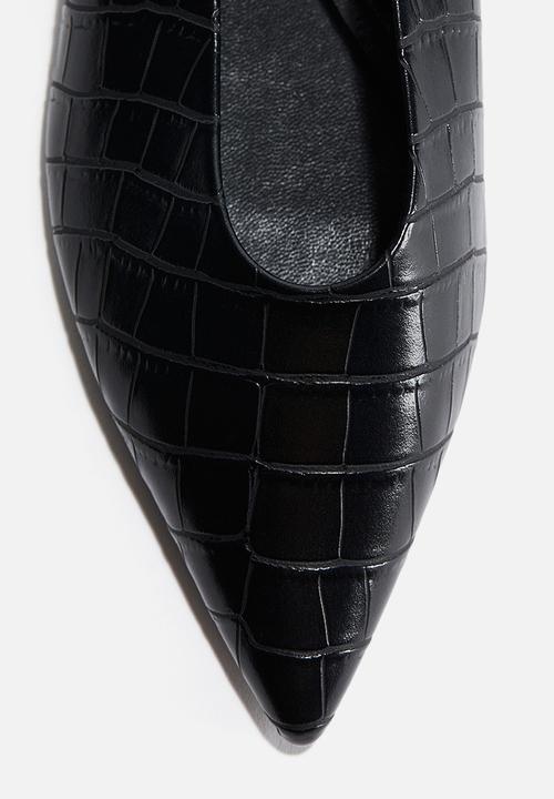 H&M - Pointed slingbacks - black crocodile pattern