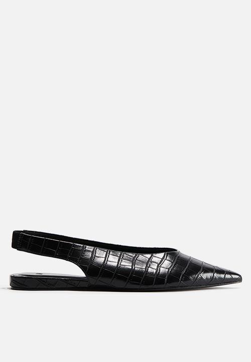 H&M - Pointed slingbacks - black crocodile pattern