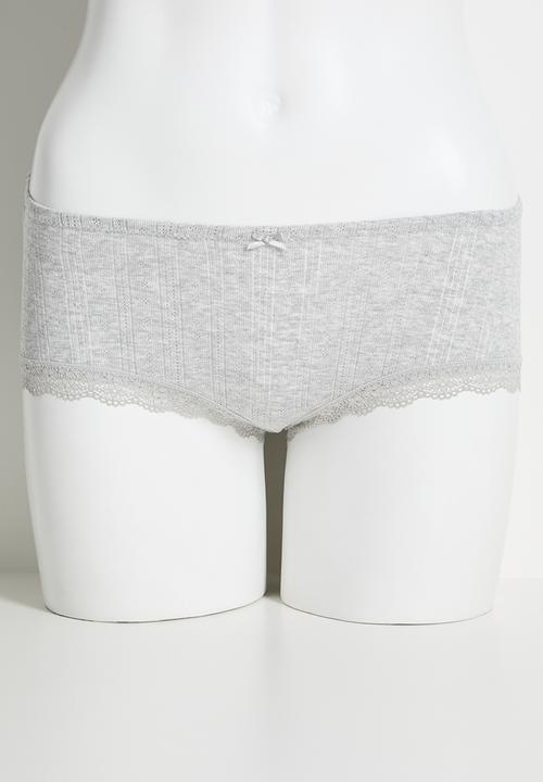 Cotton On - Organic Cotton Lace Boyshort Brief 5Pk - multi