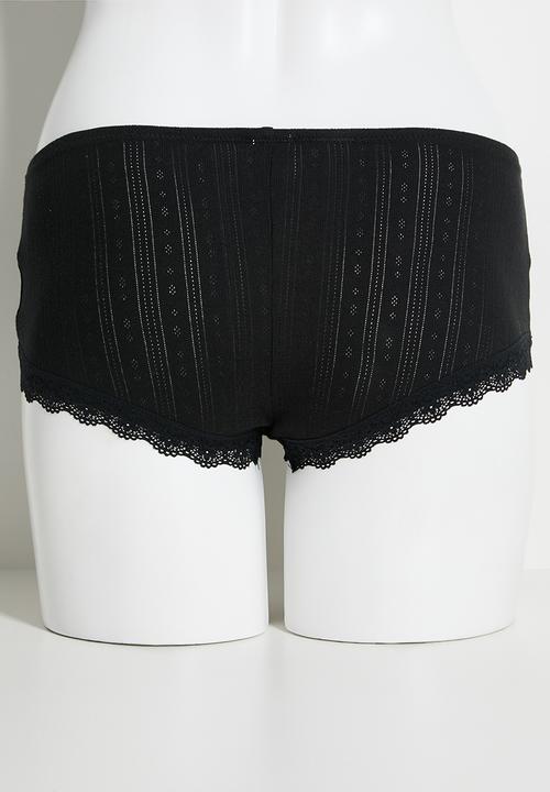 Cotton On - Organic Cotton Lace Boyshort Brief 5Pk - multi