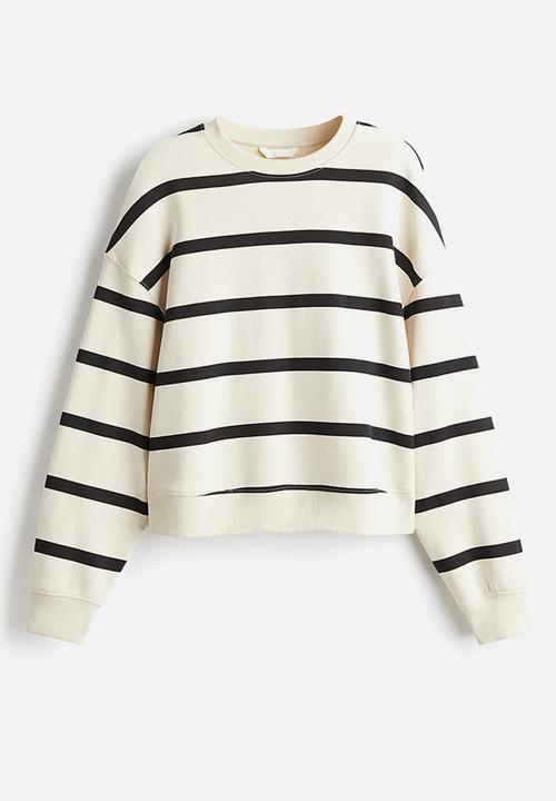 H&M - Dropped-shoulder sweatshirt - cream/striped 
