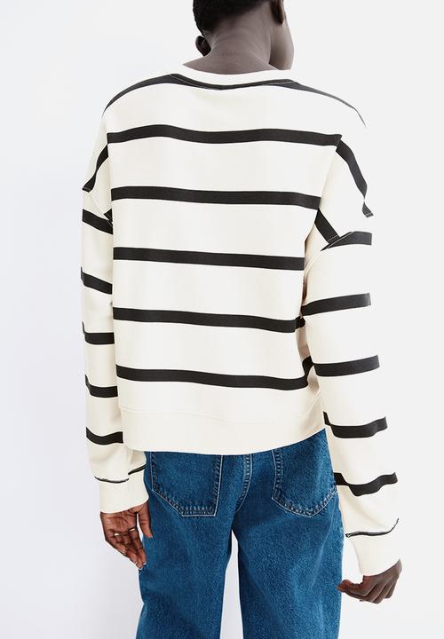 H&M - Dropped-shoulder sweatshirt - cream/striped 