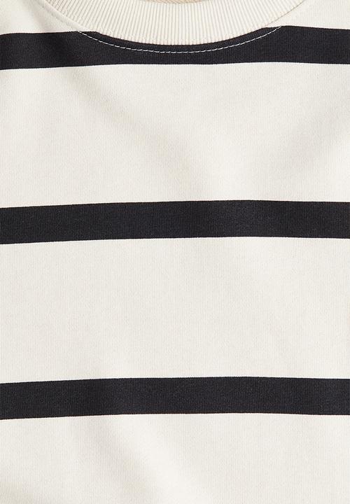 H&M - Dropped-shoulder sweatshirt - cream/striped 