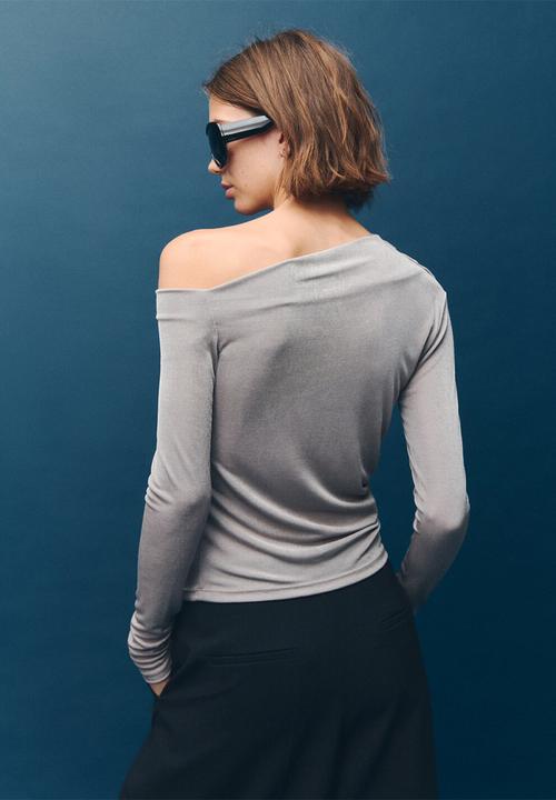 MANGO - T-shirt creponi - gray