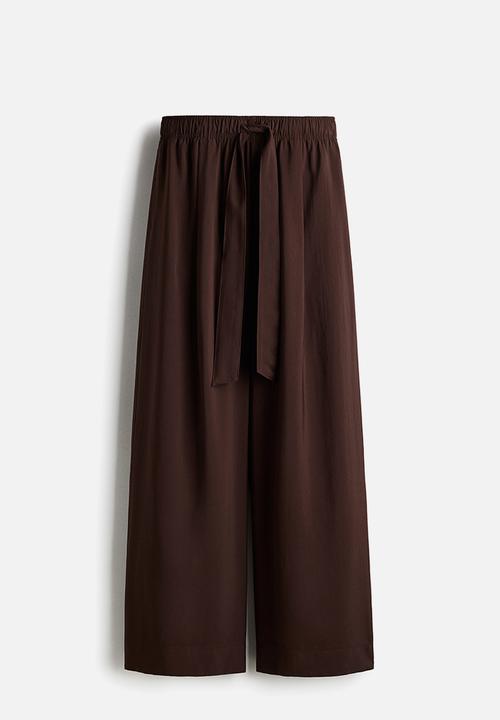 H&M - Wide tie-belt trousers - dark brown
