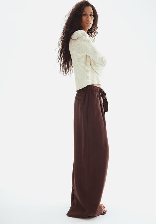 H&M - Wide tie-belt trousers - dark brown