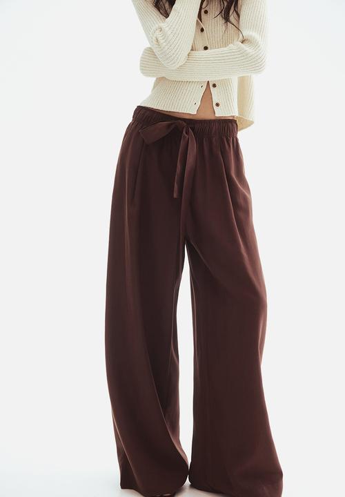 H&M - Wide tie-belt trousers - dark brown