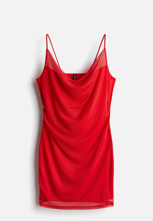 H&M - Draped mesh dress - bright red 