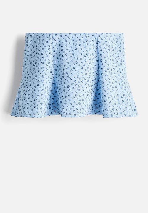 H&M - Pleated scuba skort - light blue floral