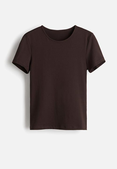 H&M - Microfibre T-shirt - dark brown