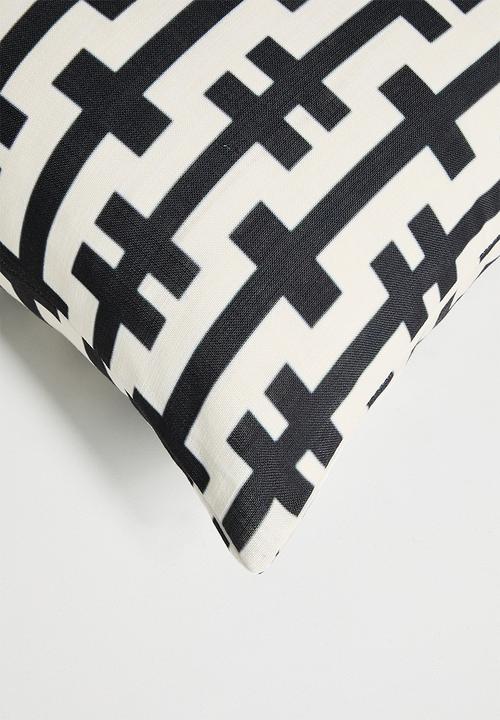 Sixth Floor - Bar printed cushion cover - black & white