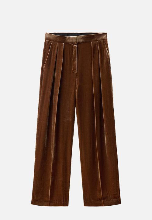 MANGO - Trousers velvet - dark brown