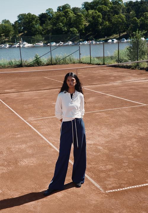 H&M - Wide drawstring trousers - dark blue