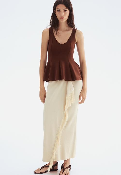 H&M - Interlock peplum top - dark brown
