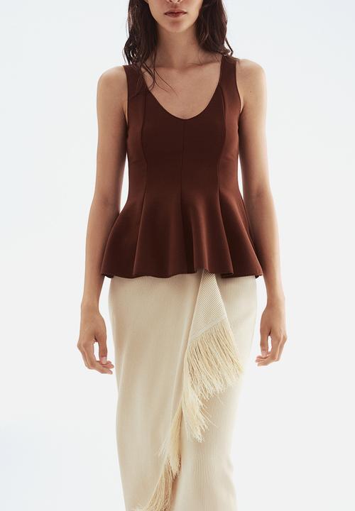 H&M - Interlock peplum top - dark brown