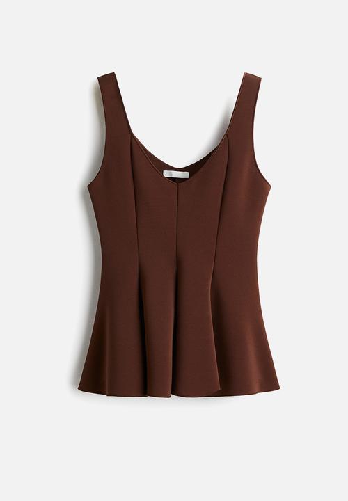 H&M - Interlock peplum top - dark brown