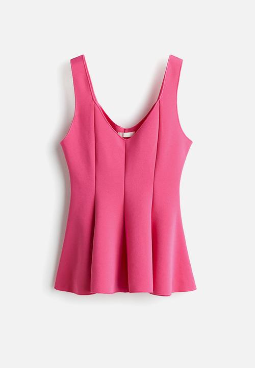 H&M - Interlock peplum top - bright pink