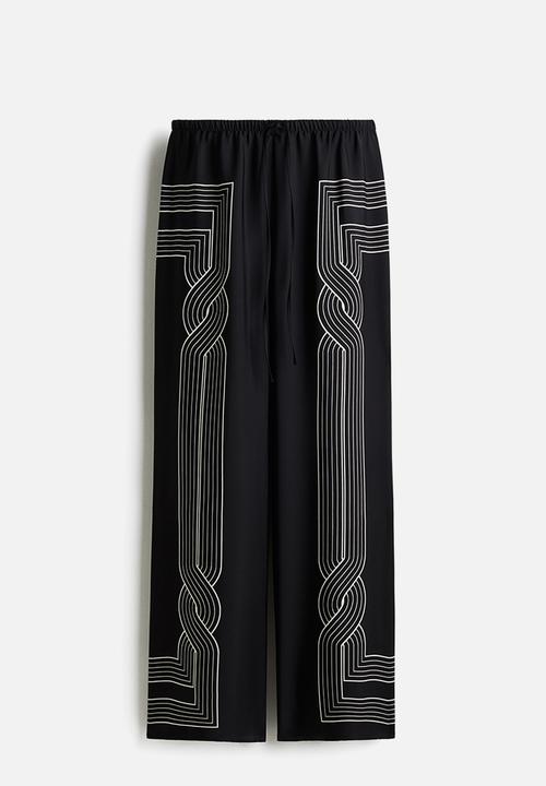 H&M - Printed pull-on trousers - black patterned
