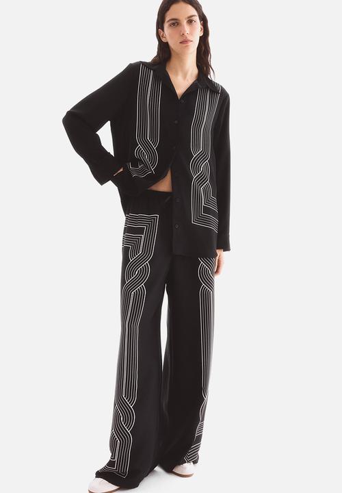 H&M - Printed pull-on trousers - black patterned