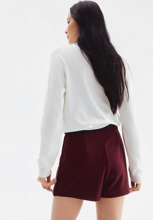 H&M - Button-front skort - burgundy