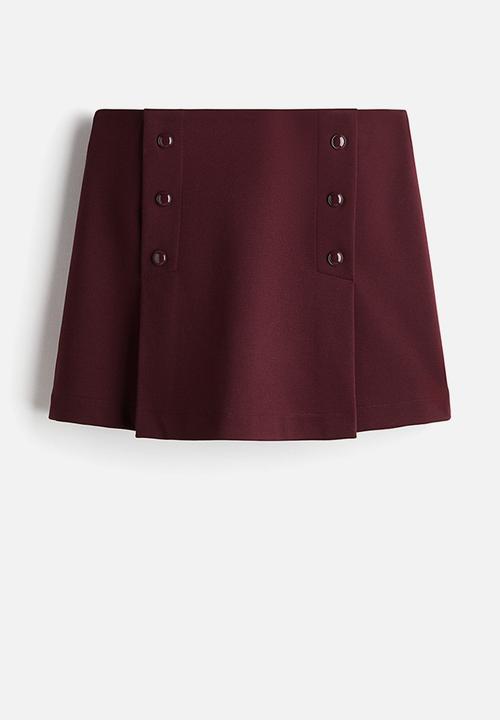H&M - Button-front skort - burgundy