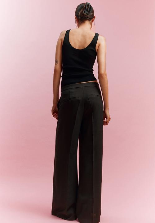 H&M - Wide tailored trousers - dark brown