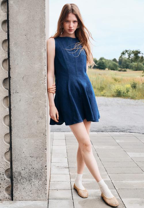 H&M - Flared-skirt denim dress - dark denim blue