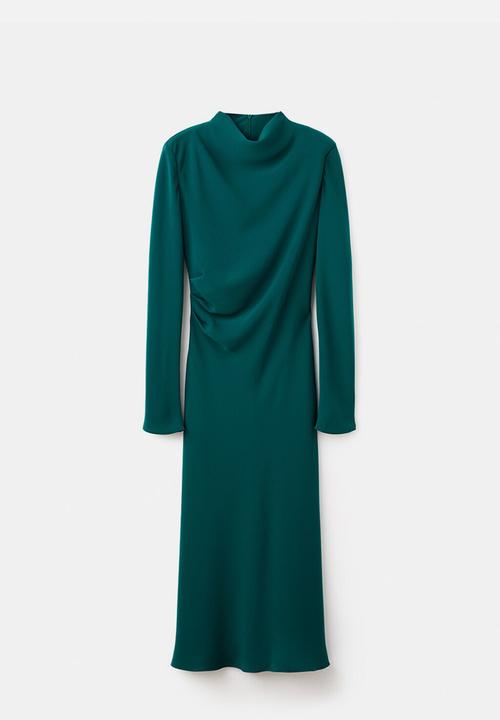 MANGO - Dress caro - medium green