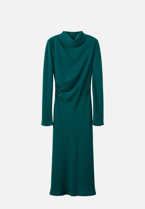 MANGO - Dress caro - medium green