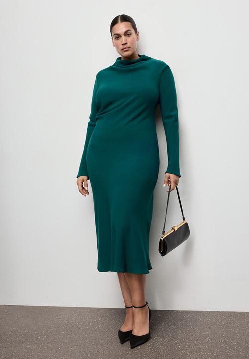 MANGO - Dress caro - medium green
