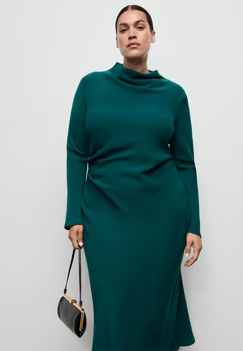 MANGO - Dress caro - medium green