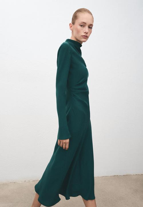 MANGO - Dress caro - medium green