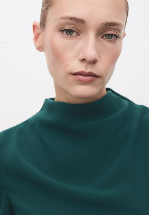 MANGO - Dress caro - medium green