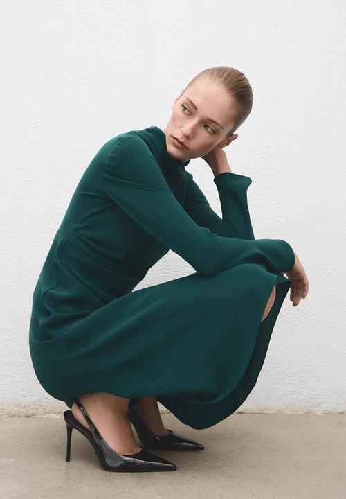 MANGO - Dress caro - medium green
