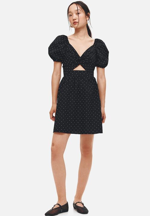 H&M - Twist-detail dress -black/spotted
