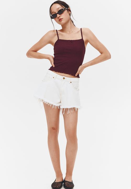 H&M - Lace-trimmed strappy top - burgundy