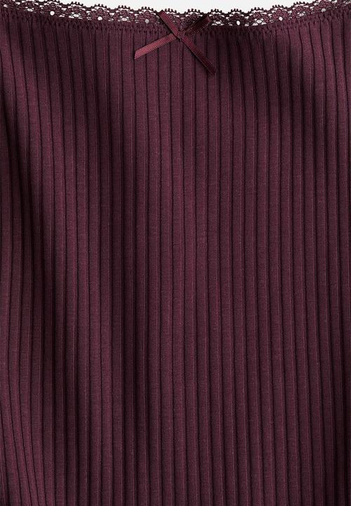 H&M - Lace-trimmed strappy top - burgundy