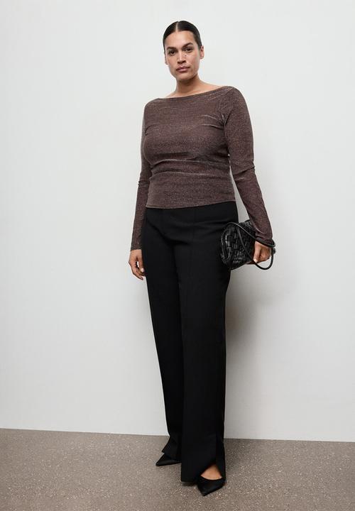 MANGO - T-shirt xlali - dark red