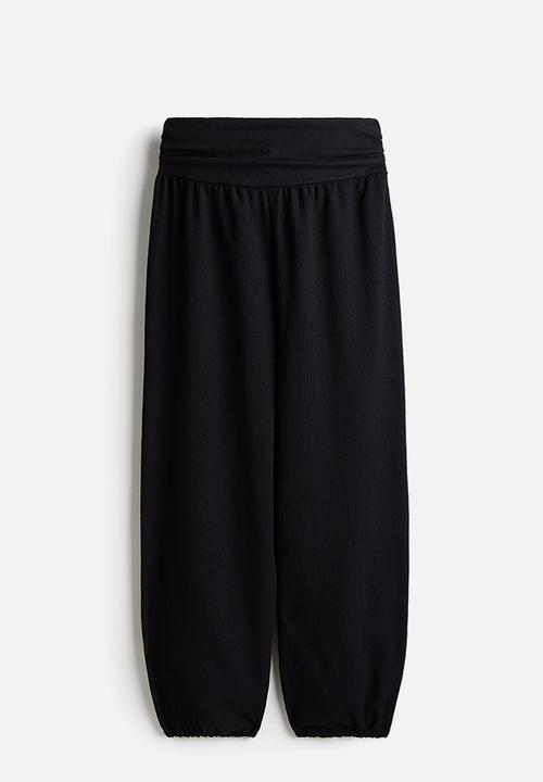 H&M - Crinkled balloon-leg trousers - black