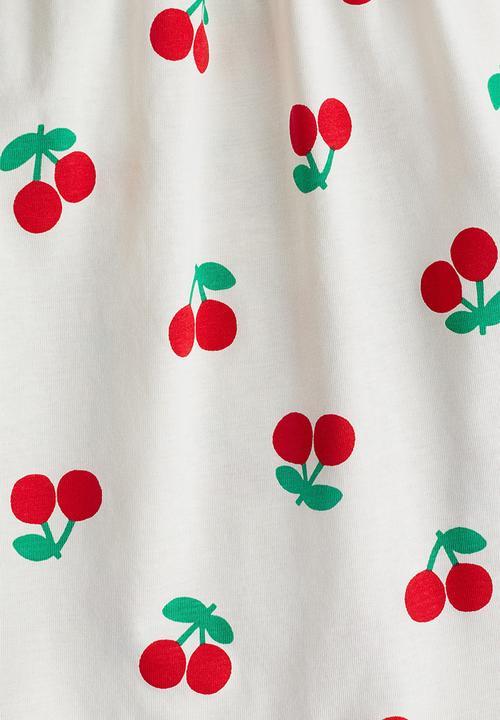 H&M - Patterned cotton dress - cream cherries