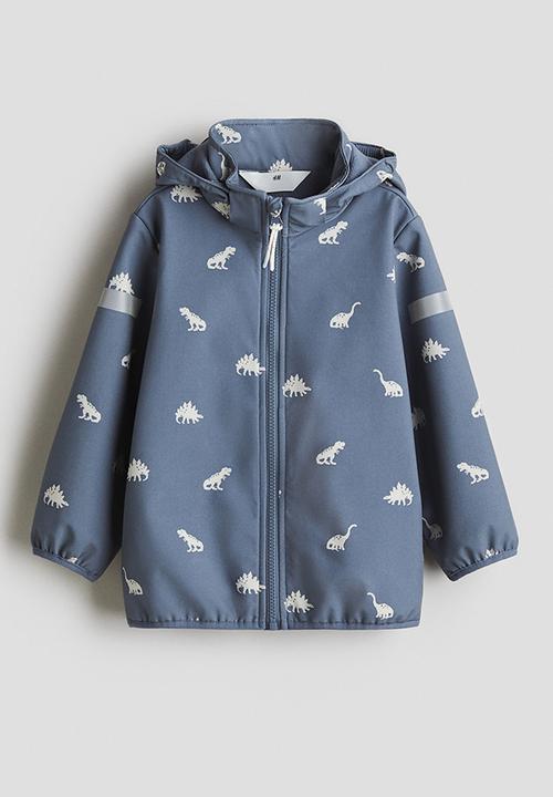 H&M - Water-resistant softshell jacket - steel blue dinosaurs