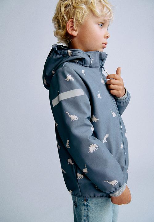 H&M - Water-resistant softshell jacket - steel blue dinosaurs