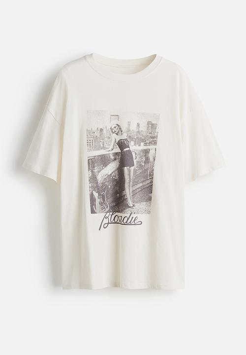 H&M - Oversized printed T-shirt - white/blondie 