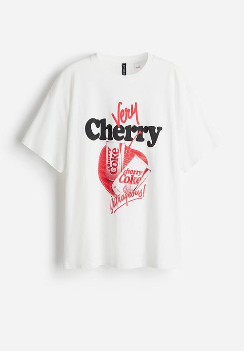 H&M - Oversized printed T-shirt - white/coca-cola