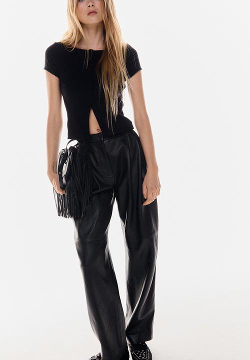 H&M - Ribbed button-front top - black
